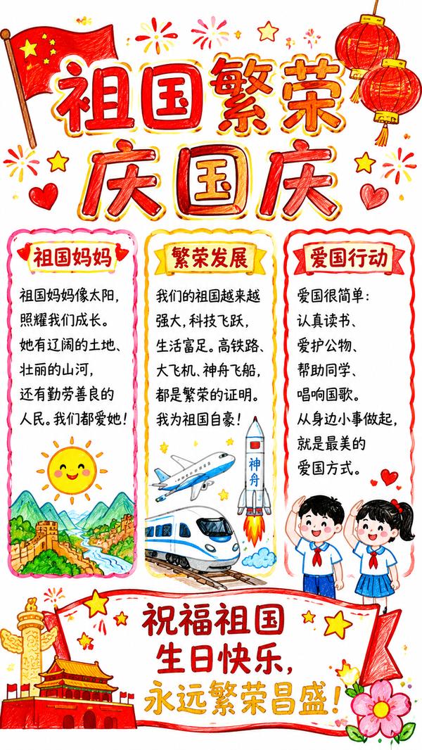 国庆节手抄报示例